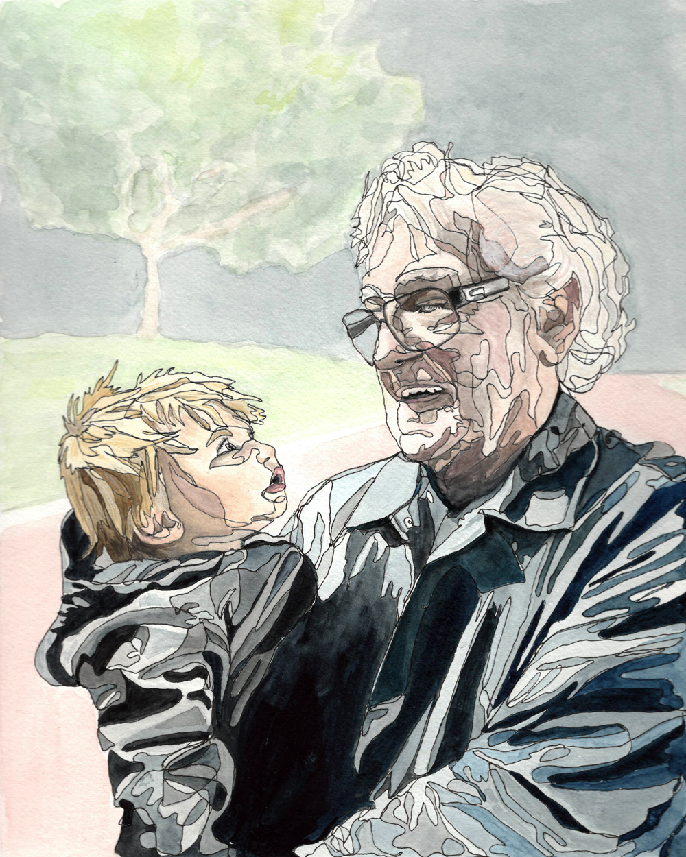 Great Grandpa Continuous Line Portrait by Emily Blackmore