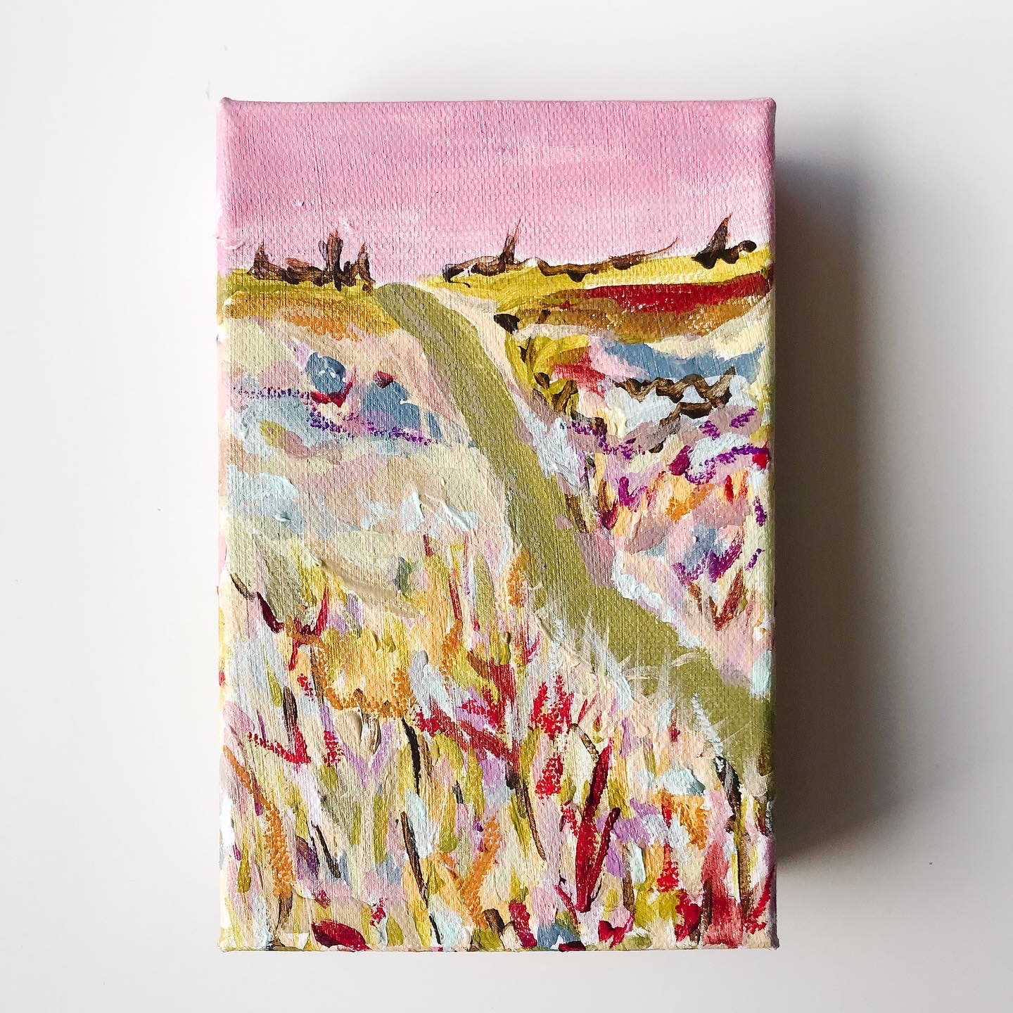 Mixed Media Landscape Painting on Canvas 